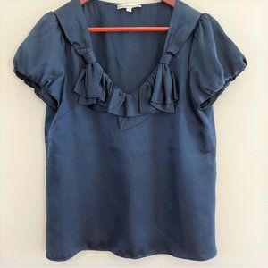 Nanette Lepore 100% Silk Pleated Front Top Size 6